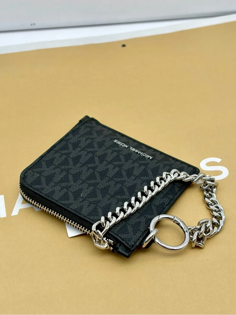 Michael Kors Jet Set Travel Signature Logo Chain Wallet Card Holder